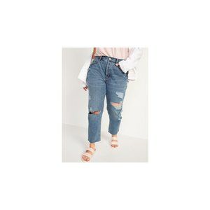 #0111 - Old Navy NWOT High Rise Slouchy Straight Destroyed Cropped Jeans Size 28